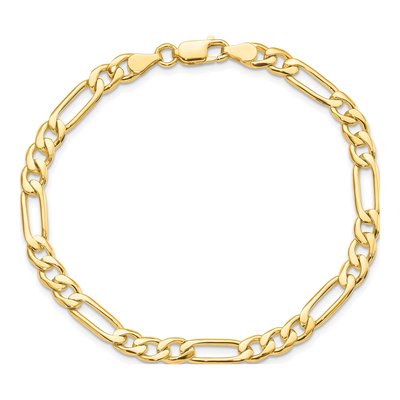 10K Yellow Gold 5.25mm Figaro Fancy Link Chain Bracelet – view 3