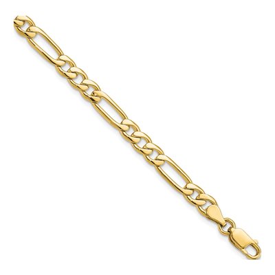 10K Yellow Gold 5.25mm Figaro Fancy Link Chain Bracelet