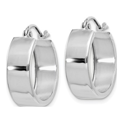 10K White Gold 13mm Fancy Hoop Earrings – view 3
