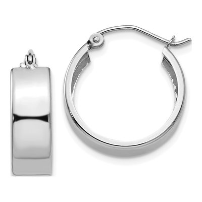 10K White Gold 13mm Fancy Hoop Earrings