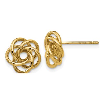 10K Yellow Gold Love Knot Stud Earrings