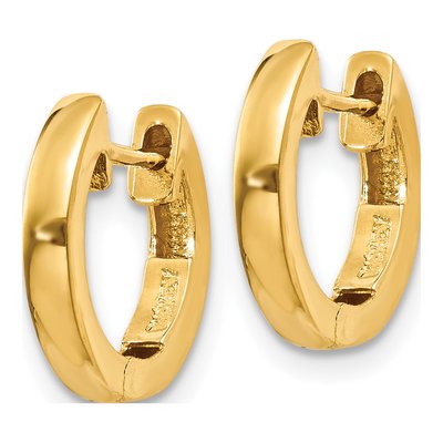 10K Yellow Gold 13mm Huggie Hoop Earrings – view 3