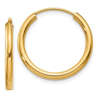 10K Yellow Gold 20mm Endless Hoop Earrings