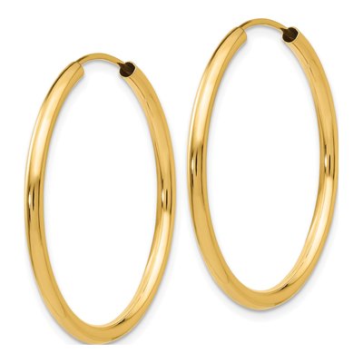 10K Yellow Gold 30mm Endless Hoop Earrings – view 3