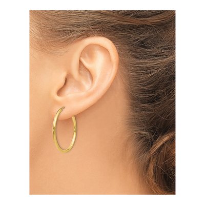 10K Yellow Gold 30mm Endless Hoop Earrings – view 4