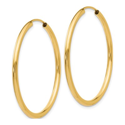 10K Yellow Gold 35mm Endless Hoop Earrings – view 3