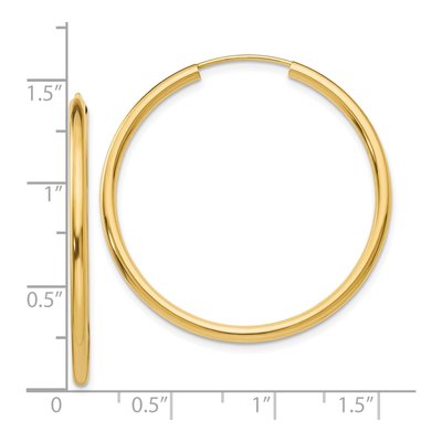 10K Yellow Gold 35mm Endless Hoop Earrings – view 5