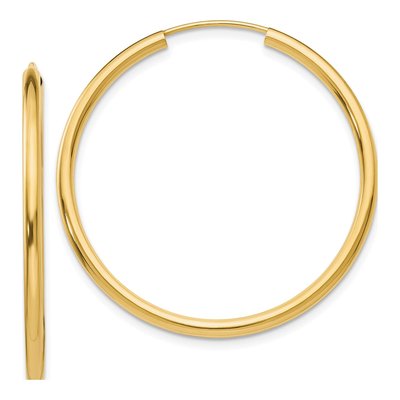 10K Yellow Gold 35mm Endless Hoop Earrings