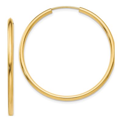 10K Yellow Gold 40mm Endless Hoop Earrings