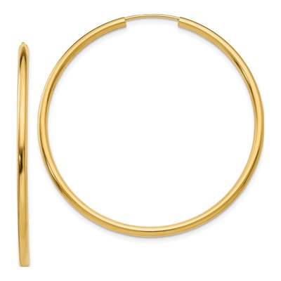 10K Yellow Gold 45mm Endless Hoop Earrings