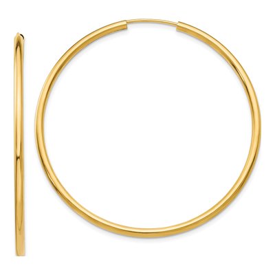 10K Yellow Gold 50mm Endless Hoop Earrings