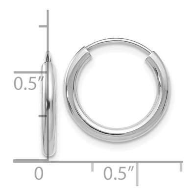 10K White Gold 16mm Endless Hoop Earrings – view 5