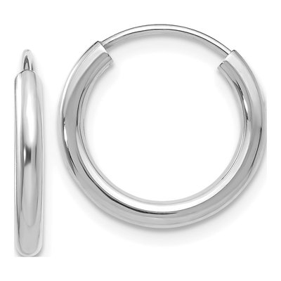 10K White Gold 16mm Endless Hoop Earrings