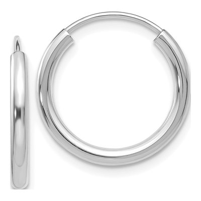 10K White Gold 18mm Endless Hoop Earrings
