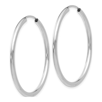 10K White Gold 35mm Endless Hoop Earrings – view 3