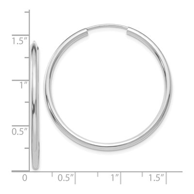 10K White Gold 35mm Endless Hoop Earrings – view 5