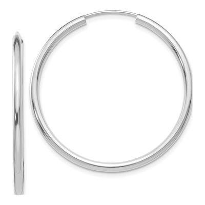 10K White Gold 35mm Endless Hoop Earrings