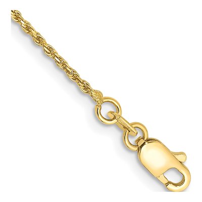 10K Yellow Gold 1.15mm Diamond-Cut Rope Chain Bracelet