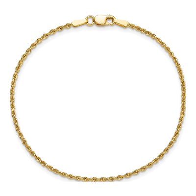10K Yellow Gold 1.5mm Handmade Diamond-Cut Rope Chain Bracelet – view 5