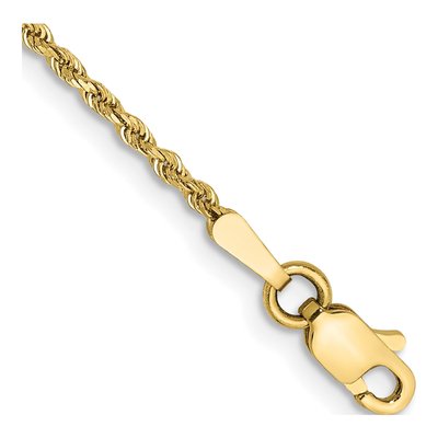 10K Yellow Gold 1.5mm Handmade Diamond-Cut Rope Chain Bracelet