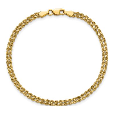 10K Yellow Gold 3mm Diamond-Cut Double Strand Rope Chain Bracelet – view 5