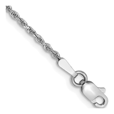 10K White Gold 1.5mm Handmade Diamond-Cut Rope Chain Anklet