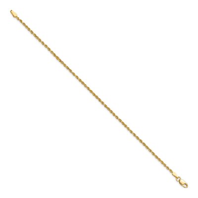 10K Yellow Gold 1.75mm Handmade Diamond-Cut Rope Chain Bracelet – view 2