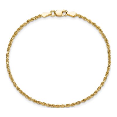 10K Yellow Gold 1.75mm Handmade Diamond-Cut Rope Chain Bracelet – view 5