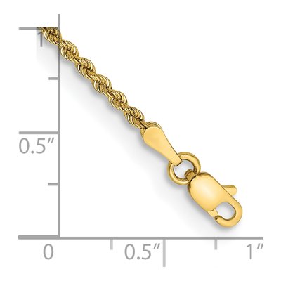 10K Yellow Gold 2mm Handmade Rope Chain Bracelet – view 2