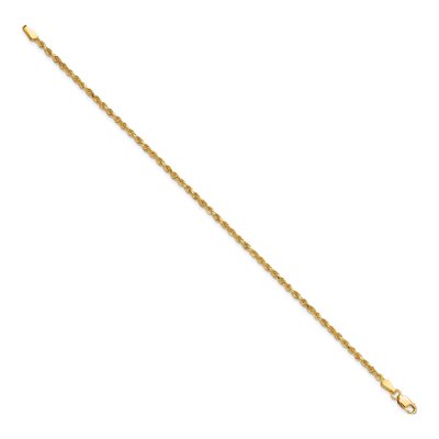 10K Yellow Gold 2mm Handmade Diamond-Cut Rope Chain Bracelet – view 2