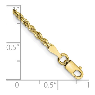 10K Yellow Gold 2mm Handmade Diamond-Cut Rope Chain Bracelet – view 3