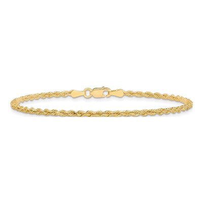 10K Yellow Gold 2mm Handmade Diamond-Cut Rope Chain Bracelet – view 4