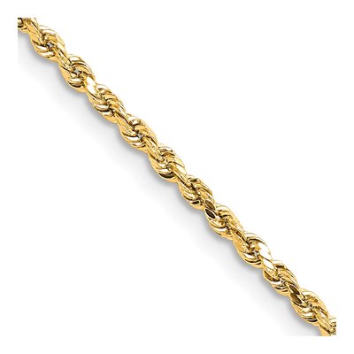 10K Yellow Gold 2mm Handmade Diamond-Cut Rope Chain