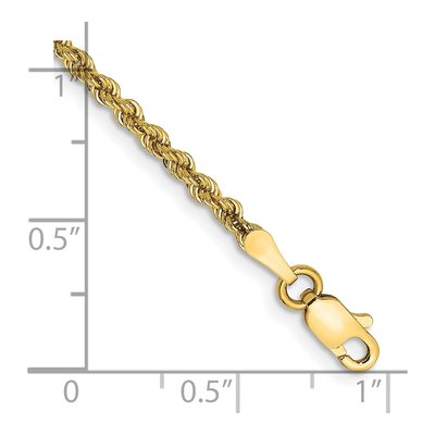 10K Yellow Gold 2.25mm Handmade Rope Chain Bracelet – view 2
