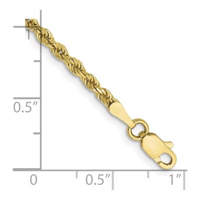 10K Yellow Gold 2.25mm Handmade Diamond-Cut Rope Chain Bracelet – view 3
