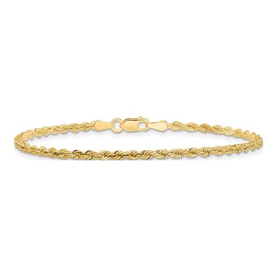10K Yellow Gold 2.25mm Handmade Diamond-Cut Rope Chain Bracelet – view 4