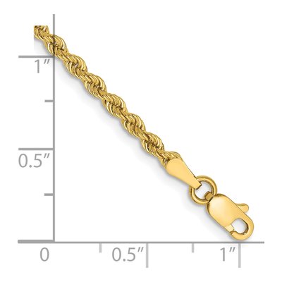 10K Yellow Gold 2.5mm Handmade Rope Chain Bracelet – view 2