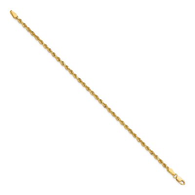 10K Yellow Gold 2.75mm Handmade Diamond-Cut Rope Chain Bracelet – view 2