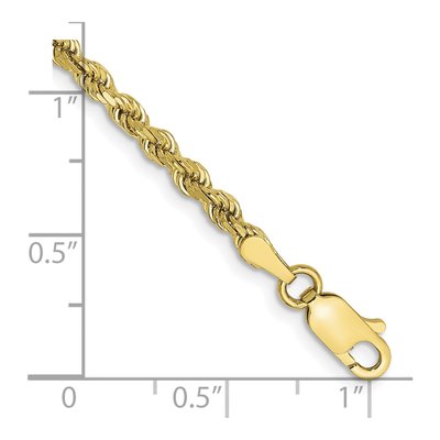 10K Yellow Gold 2.75mm Handmade Diamond-Cut Rope Chain Bracelet – view 3