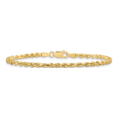 10K Yellow Gold 2.75mm Handmade Diamond-Cut Rope Chain Bracelet – view 4