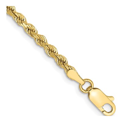 10K Yellow Gold 2.75mm Handmade Diamond-Cut Rope Chain Bracelet