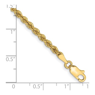 10K Yellow Gold 2.75mm Handmade Rope Chain Bracelet – view 2