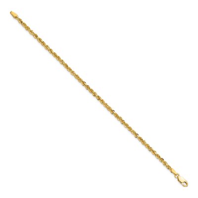 10K Yellow Gold 3mm Handmade Diamond-Cut Rope Chain Bracelet – view 2