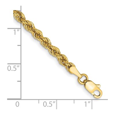 10K Yellow Gold 3mm Handmade Rope Chain Bracelet – view 2