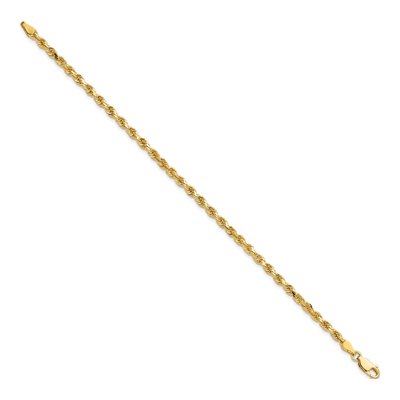10K Yellow Gold 3.25mm Handmade Diamond-Cut Rope Chain Bracelet – view 2
