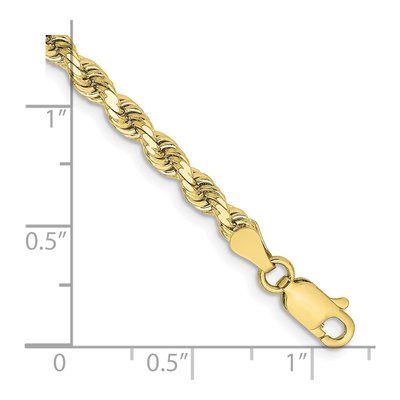 10K Yellow Gold 3.25mm Handmade Diamond-Cut Rope Chain Bracelet – view 3