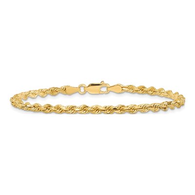 10K Yellow Gold 3.25mm Handmade Diamond-Cut Rope Chain Bracelet – view 4