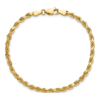 10K Yellow Gold 3.25mm Handmade Diamond-Cut Rope Chain Bracelet – view 5