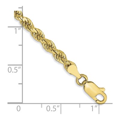 10K Yellow Gold 3.5mm Handmade Diamond-Cut Rope Chain Bracelet – view 3