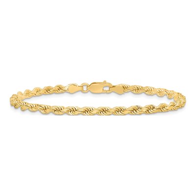 10K Yellow Gold 3.5mm Handmade Diamond-Cut Rope Chain Bracelet – view 4